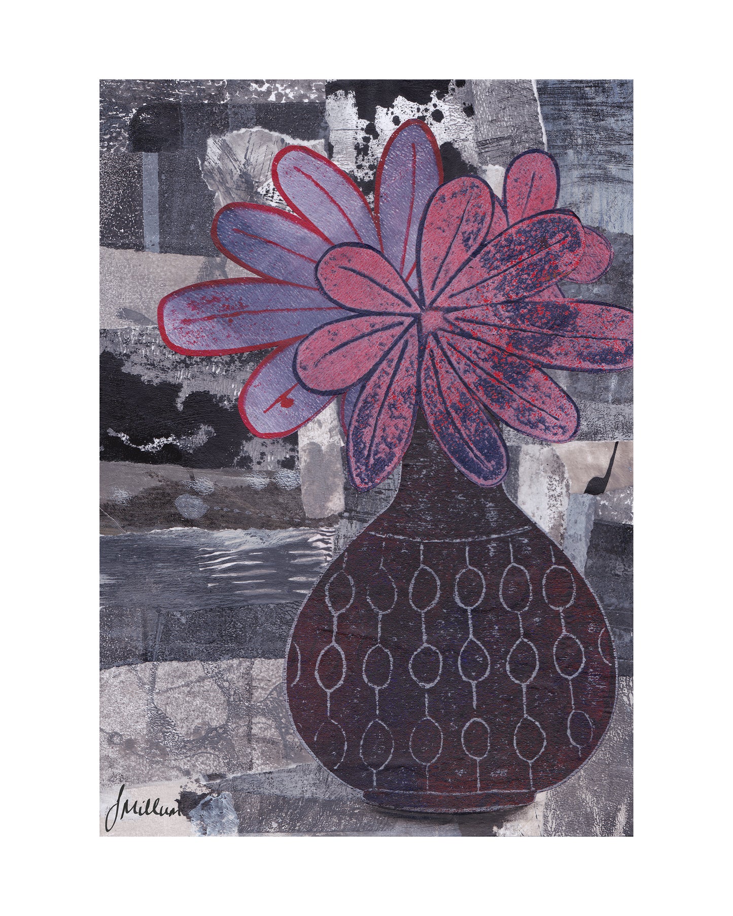 My Mother's Vases No.32 - Original Collage with Collagraph Printed Elements