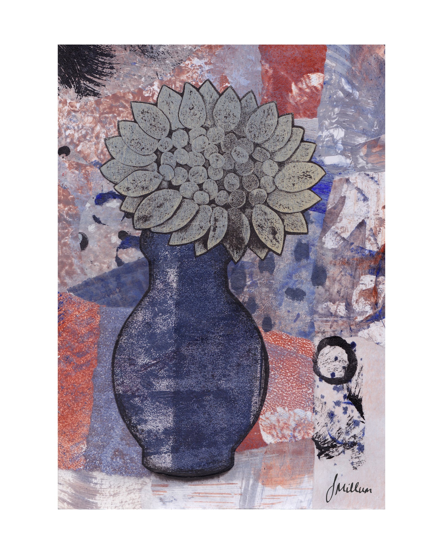 My Mother's Vases No.57 - Original Collage with Collagraph Printed Elements