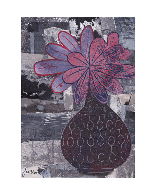 My Mother's Vases No.32 - Original Collage with Collagraph Printed Elements